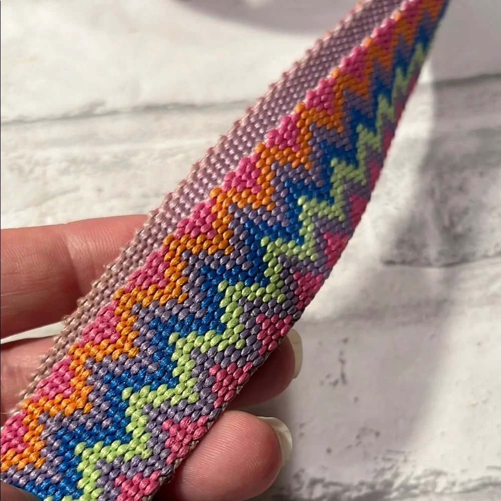 Colorful Zigzag Dog Leash chevron stitch